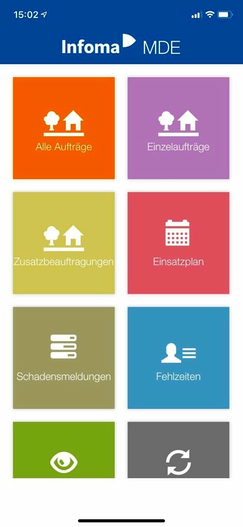 Startmaske Mobile Leistungserfassung