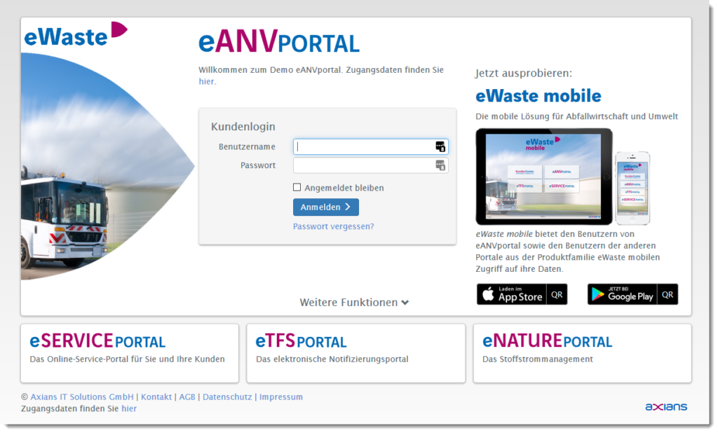 eANVportal - Kunden Login